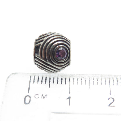 PANDORA 925 Sterling Silver Lavender C Z Hypnotic Circles Oxidized Bead Charm