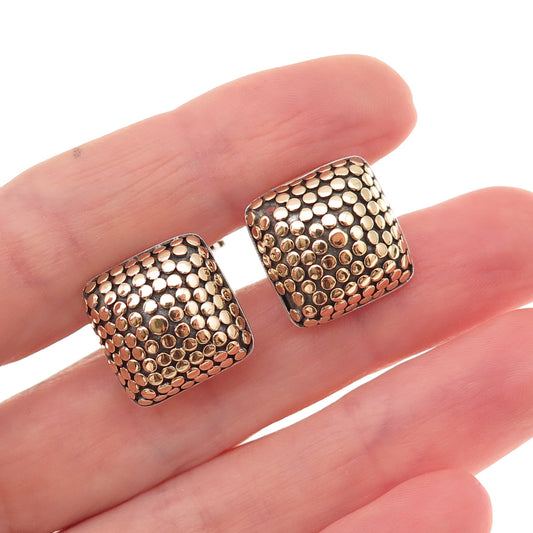 John Hardy 925 Sterling Silver 18K Gold Vintage Dotted Cufflinks (missing part)