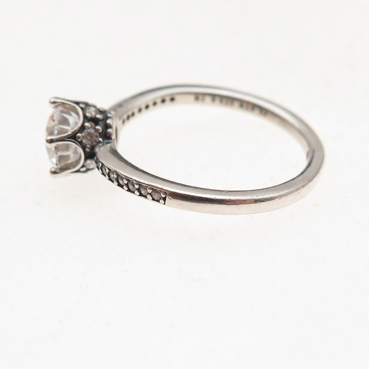 Pandora 925 Sterling Silver Round-Cut C Z Engagement Ring Size 6