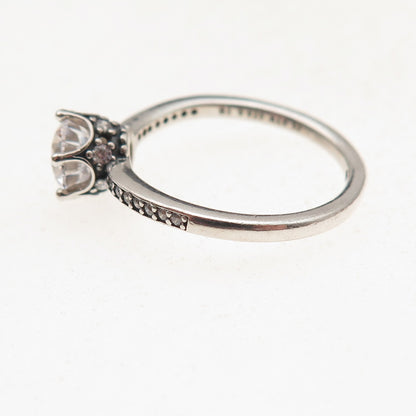 Pandora 925 Sterling Silver Round-Cut C Z Engagement Ring Size 6