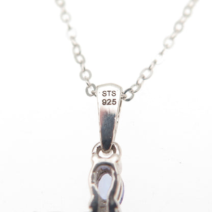 Chuck Clemency 925 Sterling Silver Real Tanzanite Cross Cable Chain Necklace 20"