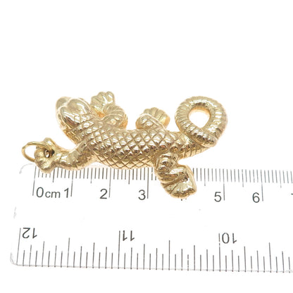 ITAOR 925 Sterling Silver Gold Plated Vintage Italy Lizard 3D Charm Pendant