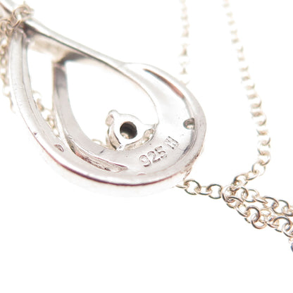 925 Sterling Silver Real Round-Cut Diamond Flame Cable Chain Necklace 18"