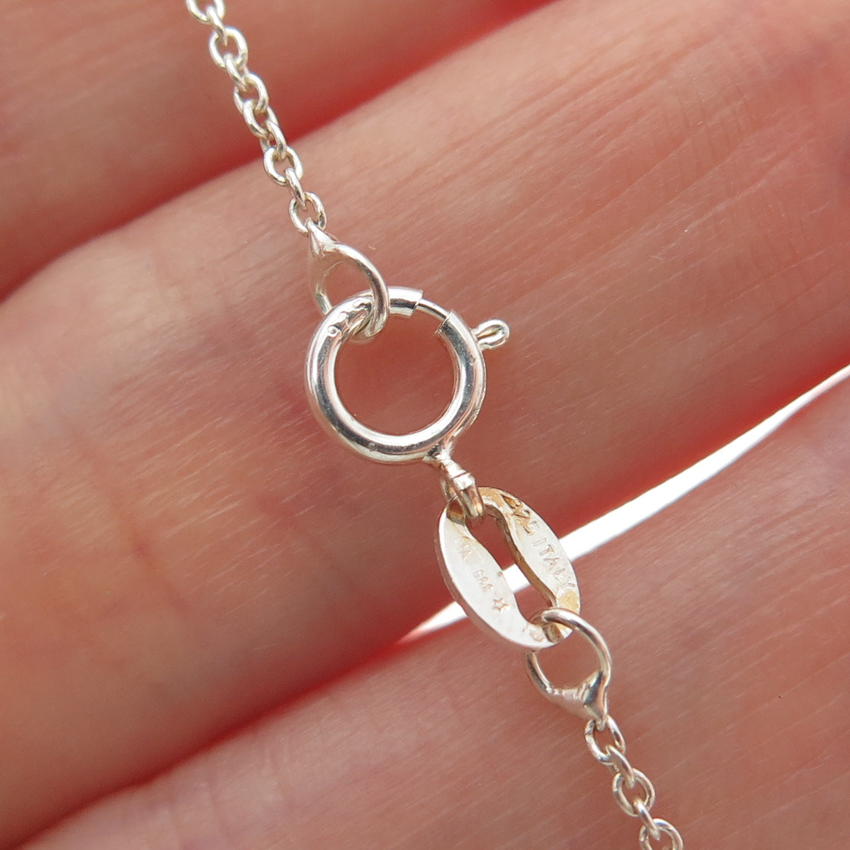 925 Sterling Silver Italy Spider Web Tag Cable Chain Necklace 18"