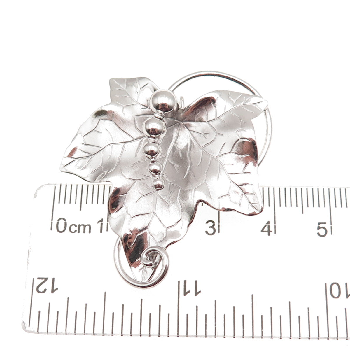 Carl Art 925 Sterling Silver Vintage Floral Leaf Pin Brooch / Pendant