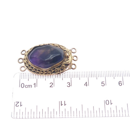 925 Sterling Silver Gold Plated Antique Amethyst Bracelet / Necklace Box Lock