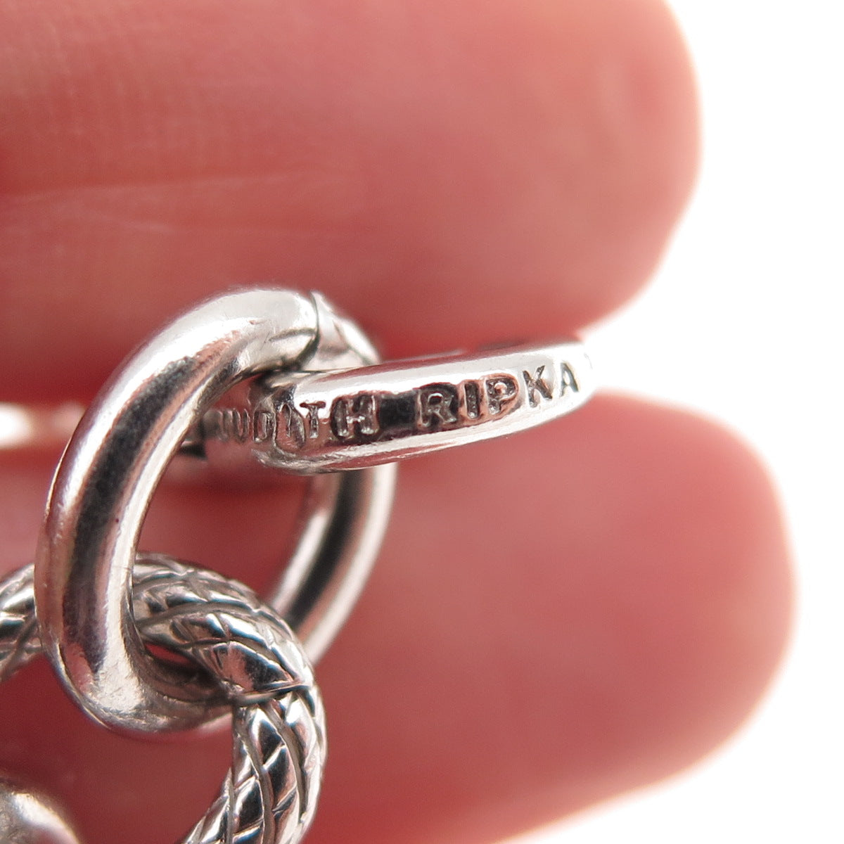 JUDITH RIPKA 925 Sterling Silver Round-Cut C Z Key Charm Bracelet 7.25"