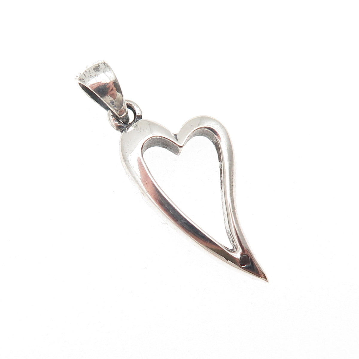 Ken Crafts 925 Sterling Silver Vintage Modernist Heart Charm Pendant