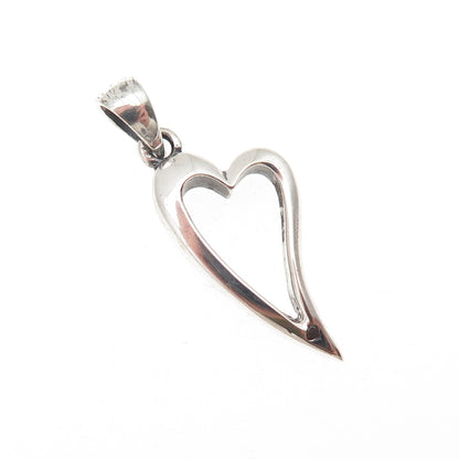 Ken Crafts 925 Sterling Silver Vintage Modernist Heart Charm Pendant