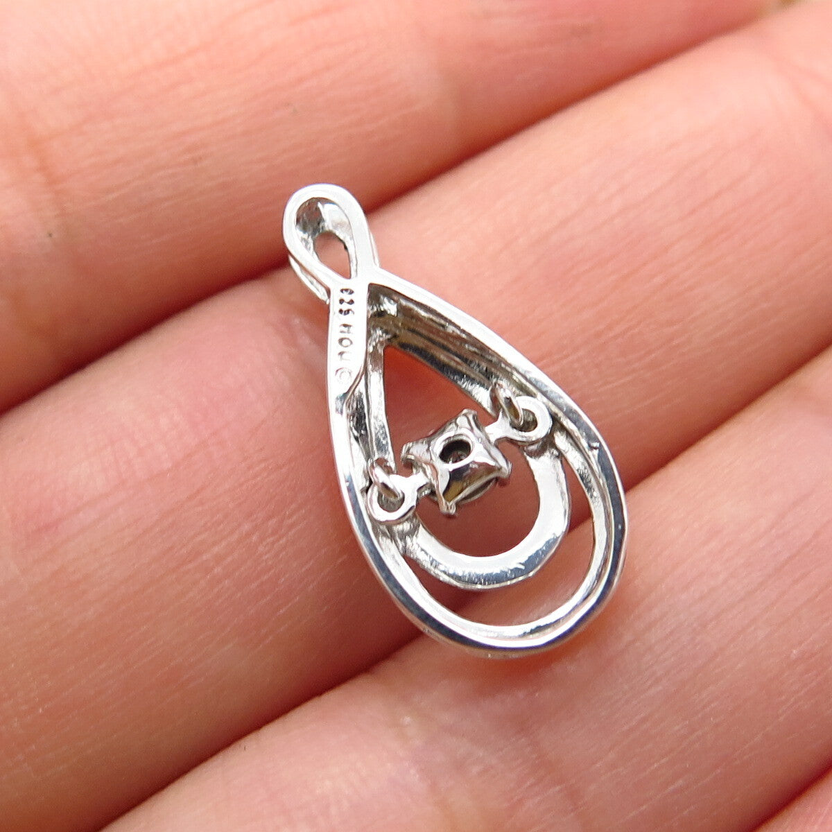 925 Sterling Silver Real White Diamond Slide Pendant
