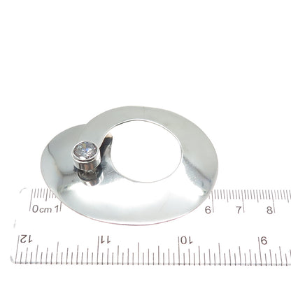 925 Sterling Silver Vintage Mexico Round-Cut C Z Modernist Pin Brooch