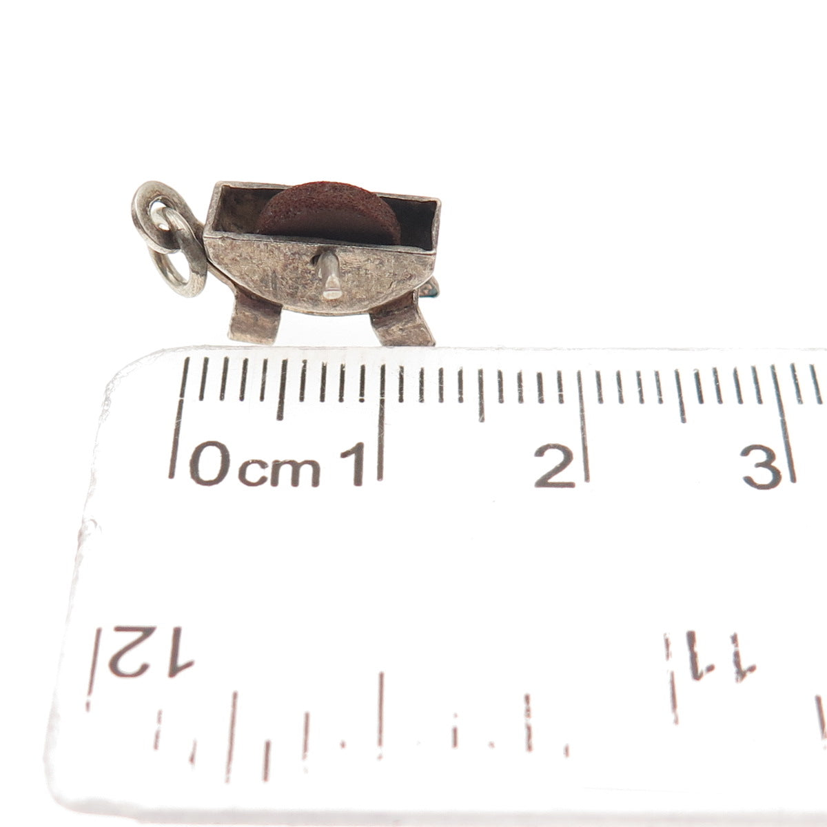 Silco 925 Sterling Silver Vintage Mexico Grinding Stone Wheel Mini Charm Pendant
