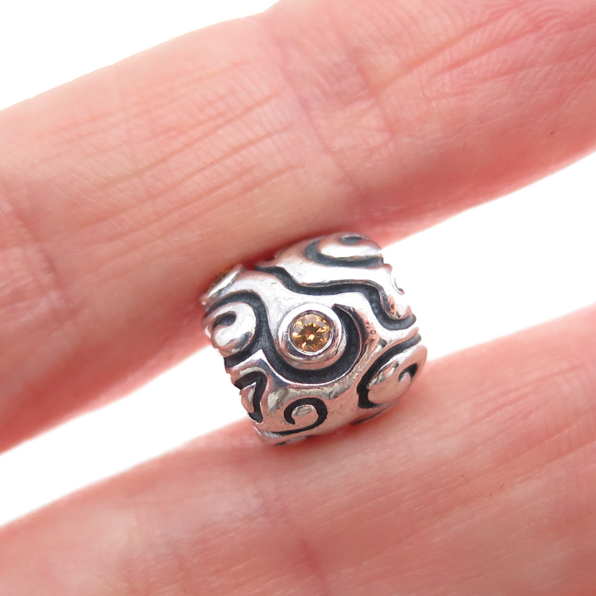 PANDORA 925 Sterling Silver Yellow C Z Day Dream Slide Bead Charm