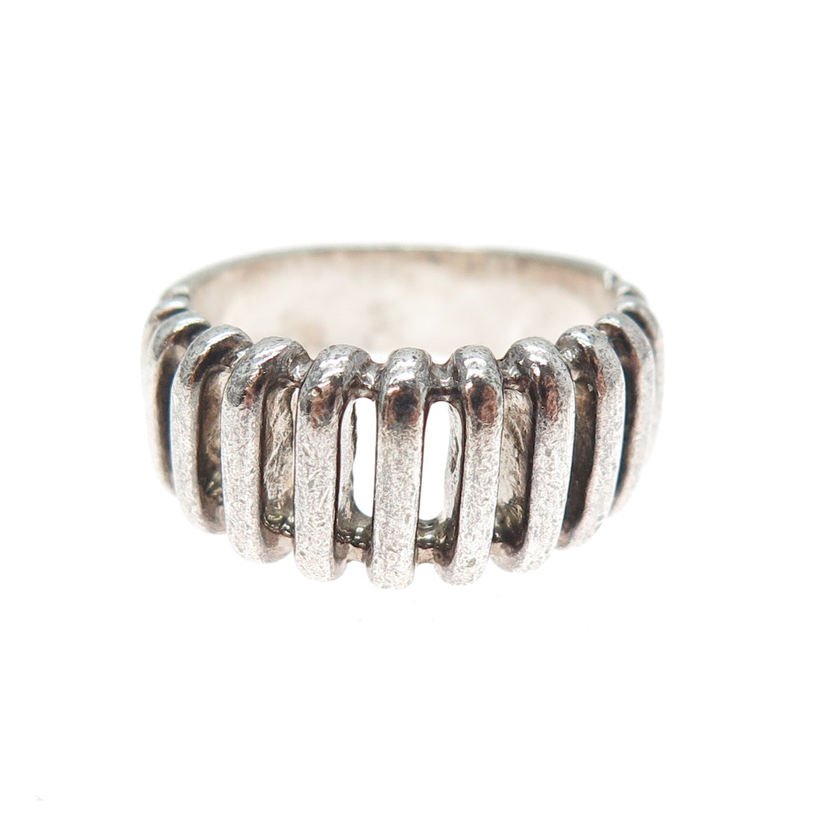 925 Sterling Silver Vintage Ribbed Oxidized Ring Size 6
