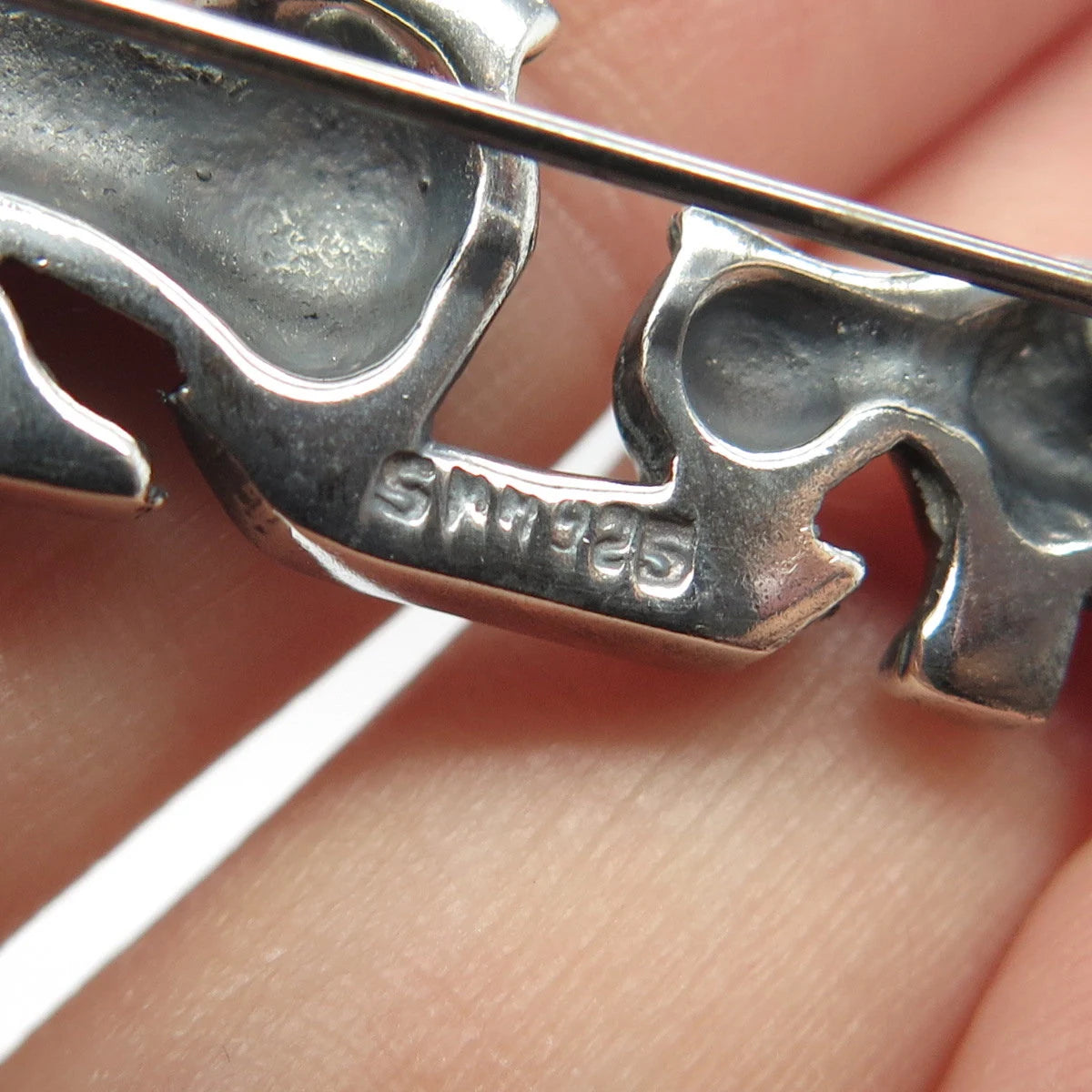 925 Sterling Silver Vintage Mexico Cat & Kitty Pin Brooch