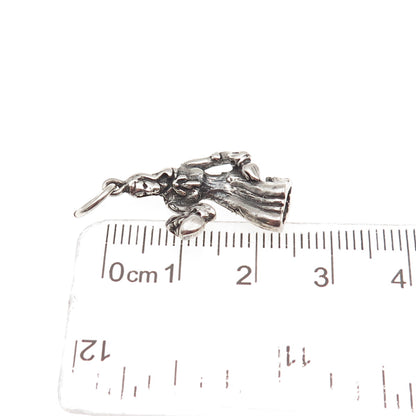 Shube 925 Sterling Silver Vintage Fruit Lady Oxidized 3D Charm Pendant