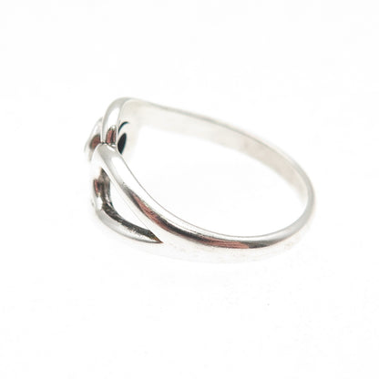 925 Sterling Silver Vintage Real Amethyst Modernist Swirl Ring Size 6.75