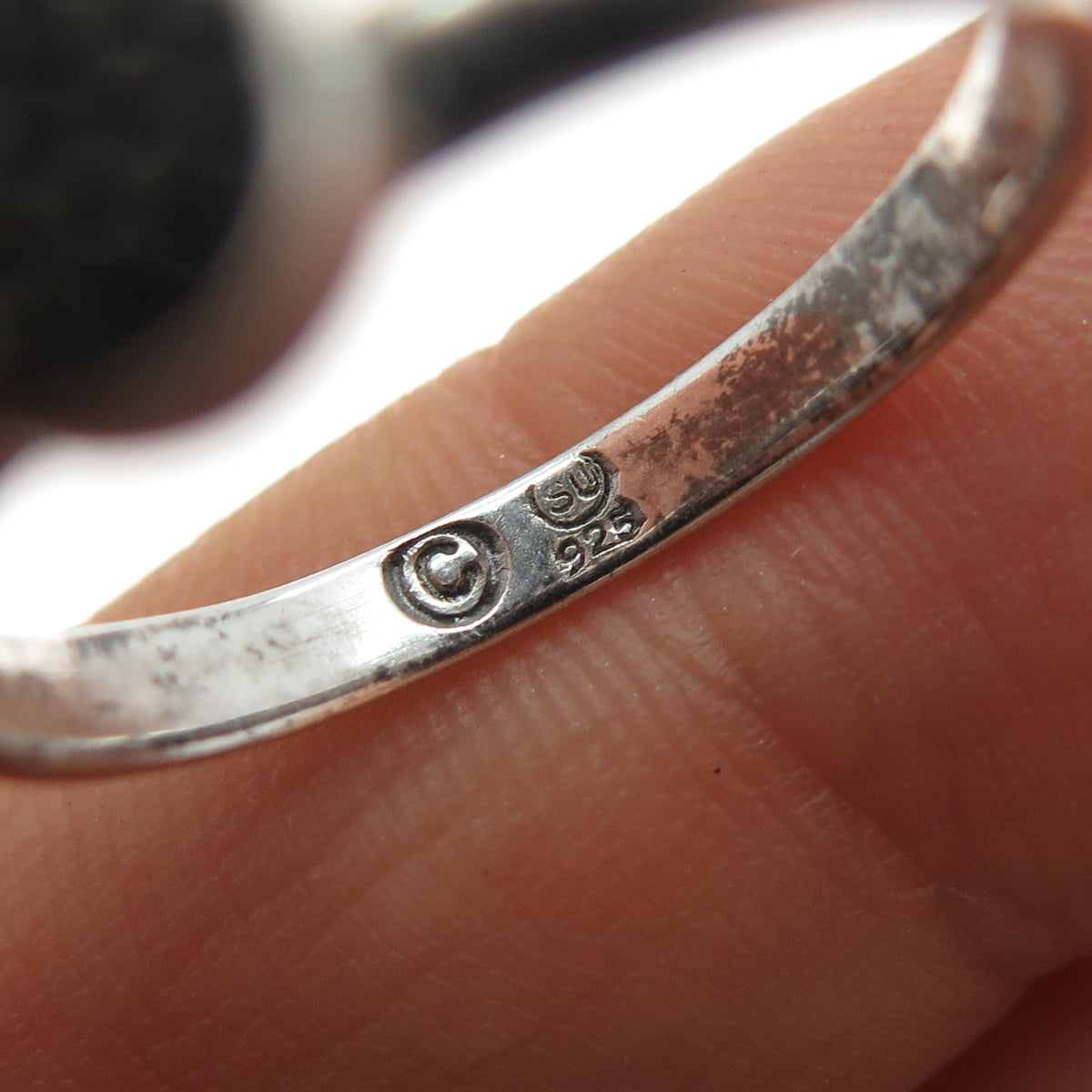 925 Sterling Silver Vintage Granulated Oxidized Ring Size 7