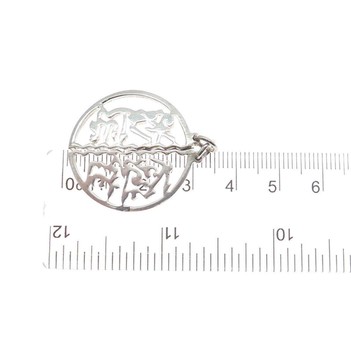 800 Silver Vintage Egypt Arabic Script Two-Pieces Charm Pendant