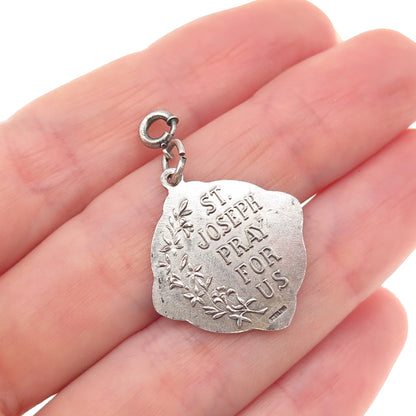 925 Sterling Silver Antique Art Deco St. Joseph Spring Ring Clasp Charm Pendant