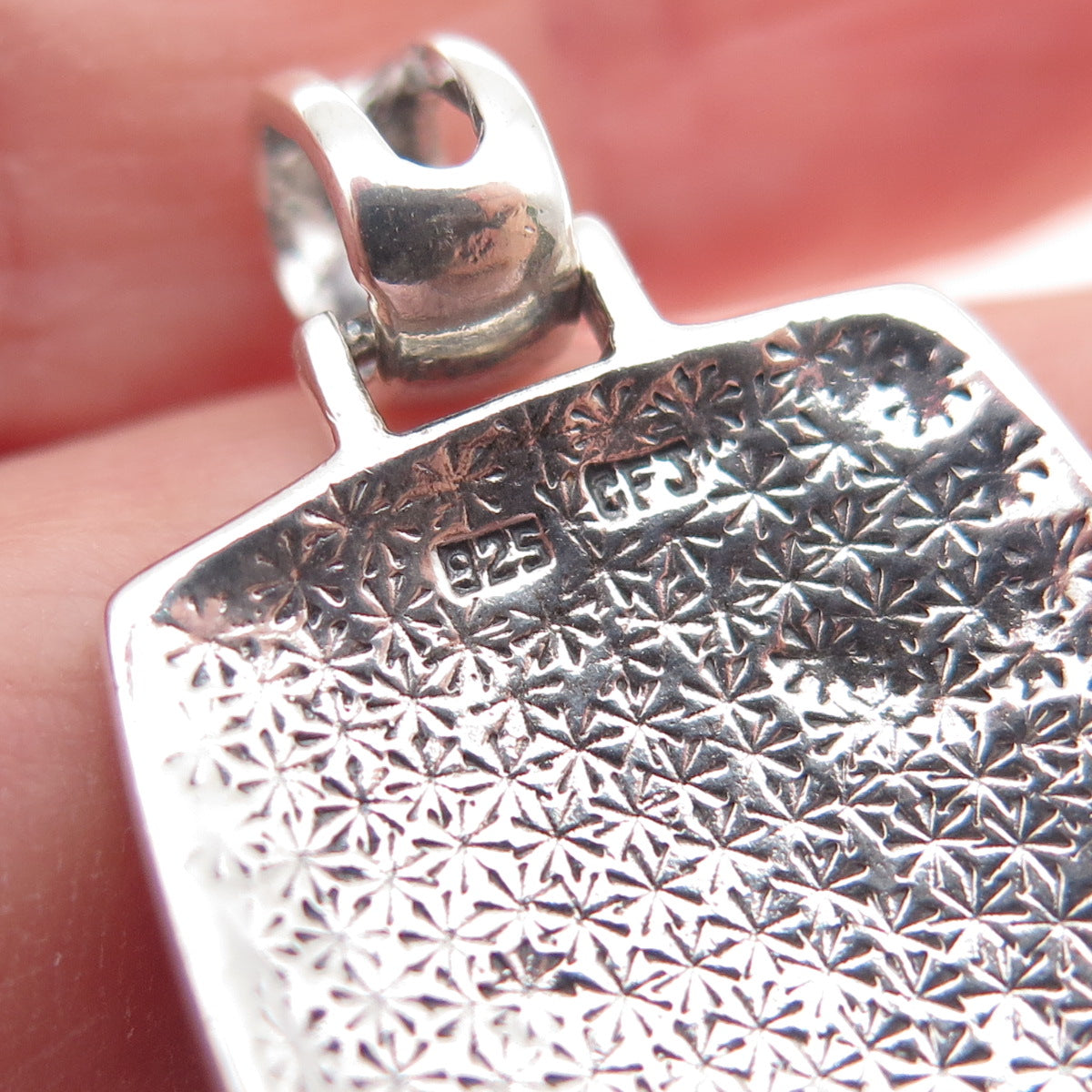 CFJ Collins Fine 925 Sterling Silver Vintage Real Pink MOP Charm Pendant