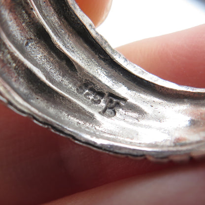 KEN CRAFTS 925 Sterling Silver Vintage Crisscross Oxidized Ring Size 5.75