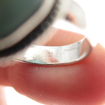 925 Sterling Silver Vintage Southwestern Real Cabochon Larimar Ring Size 7.5