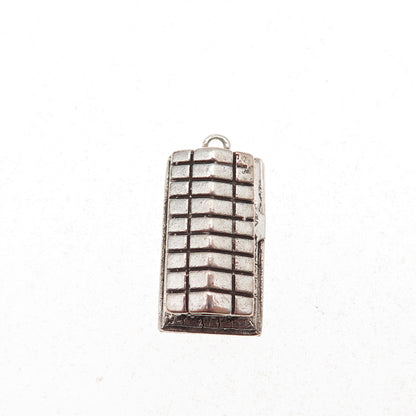800 Silver Antique Greek Parthenon Oxidized 3D Charm Pendant