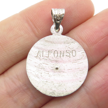 925 Sterling Silver Vintage Mexico St. Mary Engraved Religious Pendant