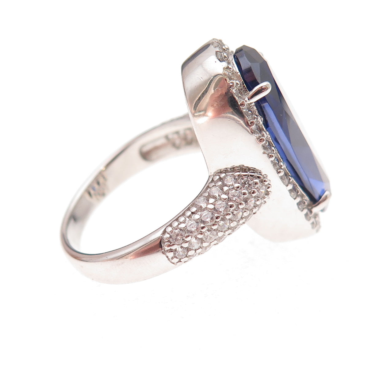 Charles Winston for Bella Luce Sterling Silver Blue & White C Z Ring Size 8.5