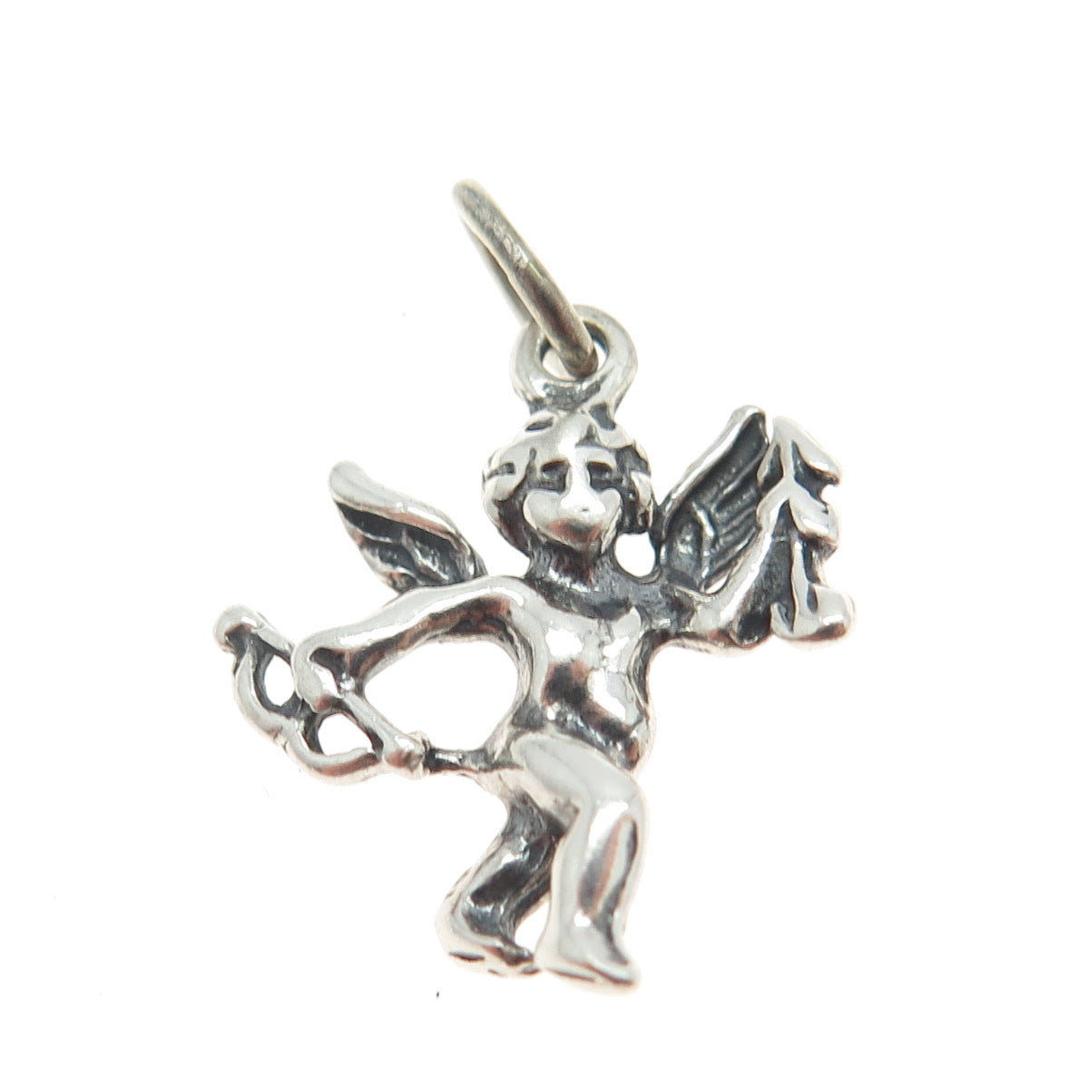 925 Sterling Silver Vintage Cupid Charm Pendant