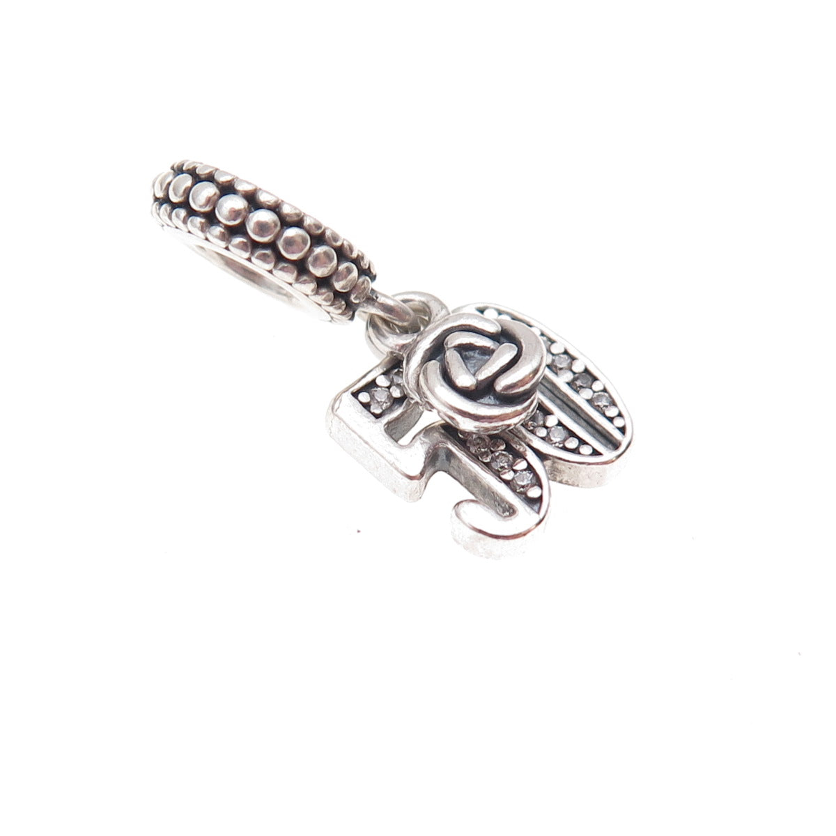 Pandora 925 Sterling Silver Round-Cut C Z 50th Celebration Dangle Charm