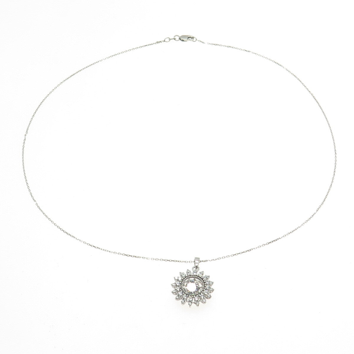 925 Sterling Silver Italy Round-Cut Shaped C Z Cable Chain Necklace 18"