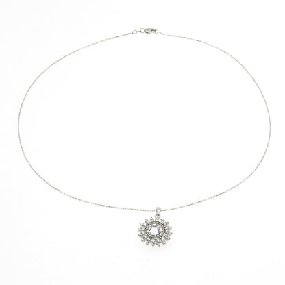 925 Sterling Silver Italy Round-Cut Shaped C Z Cable Chain Necklace 18"