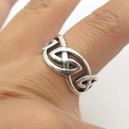 925 Sterling Silver Vintage Celtic Knot Band Ring Size 8.25