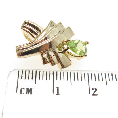 925 Sterling Silver Gold Plated Real Peridot Gemstone Slide Pendant