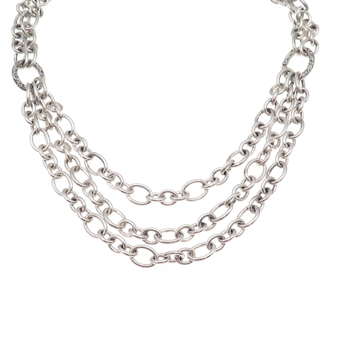 Lyric 925 Sterling Silver Vintage Multi-Chain 3-Row Necklace 18"