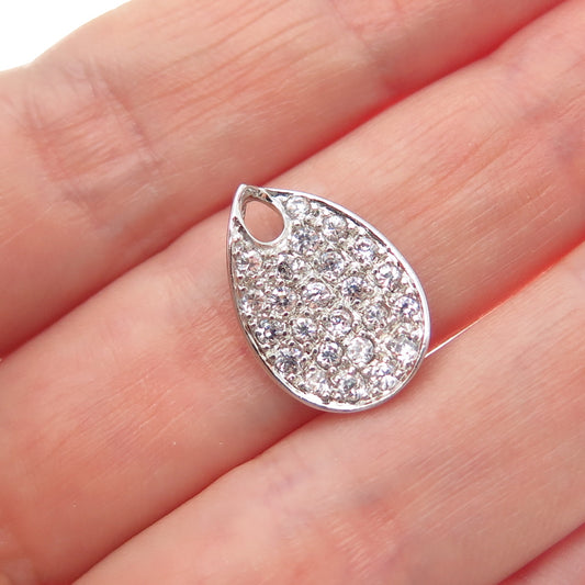 ROSS SIMONS 925 Sterling Silver Round-Cut C Z Teardrop Minimalist Slide Pendant