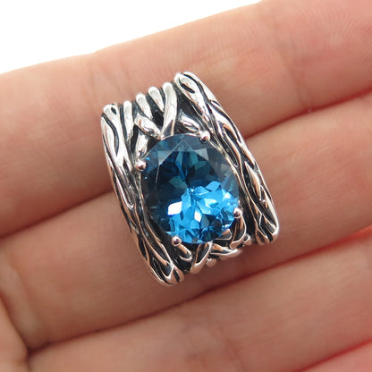 EFFY 925 Sterling Silver Real Swiss Blue Topaz Slide Charm Pendant