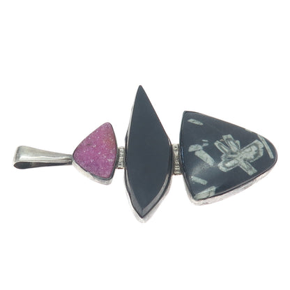 PETER A. MANSHIP 925 Sterling Silver Vintage 1997 Multi-Gem Modernist Pendant