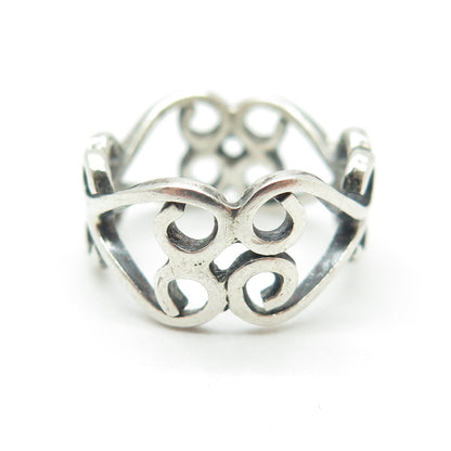 925 Sterling Silver Vintage Swirl Modernist Band Ring Size 4.75