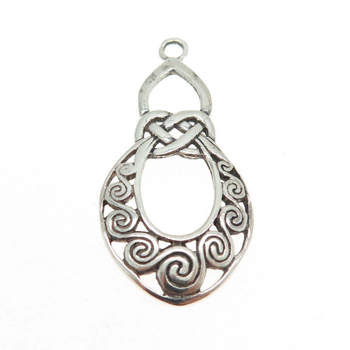 925 Sterling Silver Vintage Celtic Love Knot Spiral Pendant