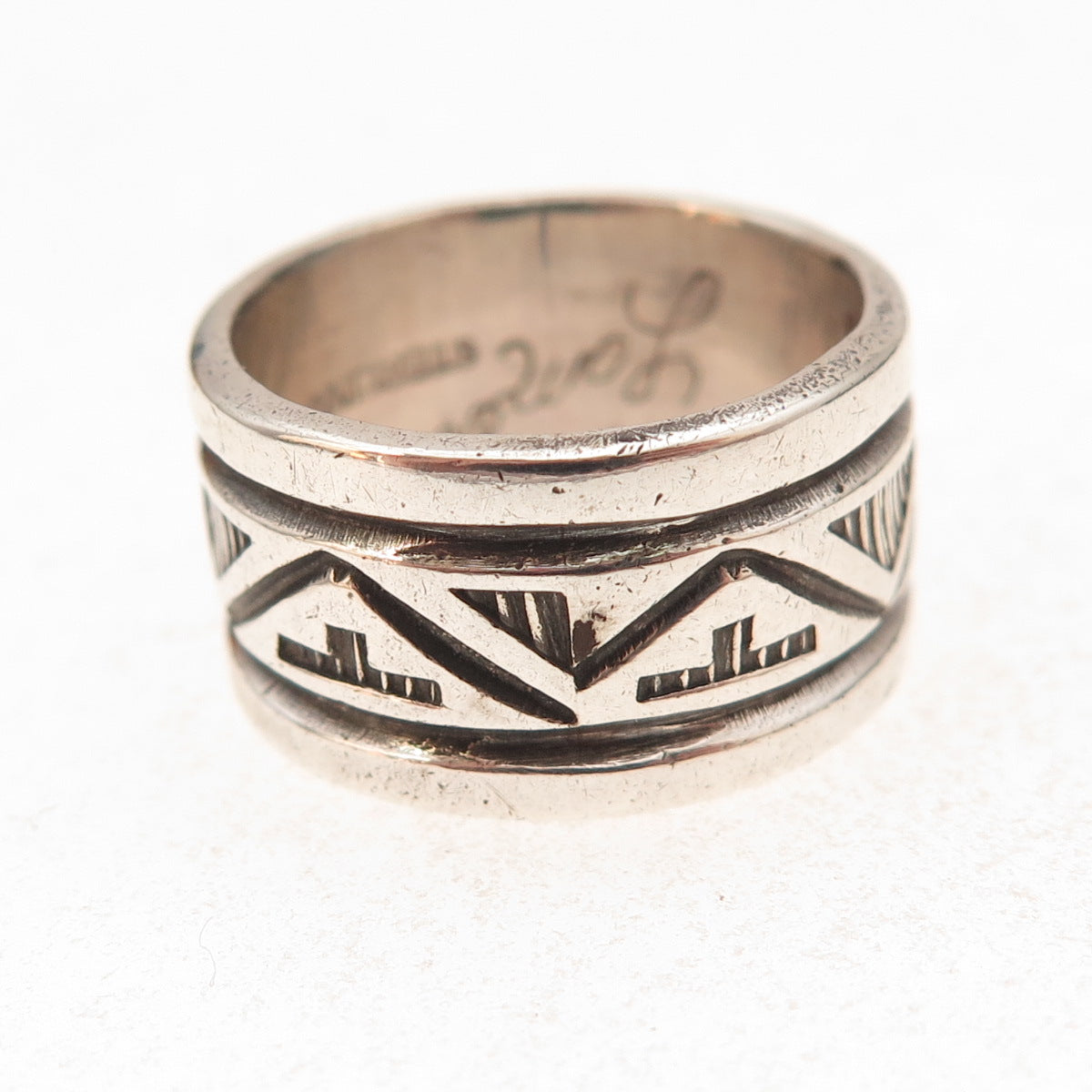 Troy Laner Navajo Old Pawn 925 Sterling Silver Vintage Tribal Band Ring Size 7