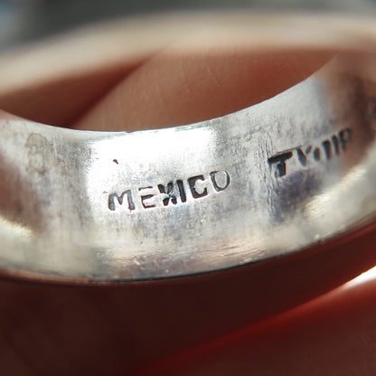925 Sterling Silver Vintage Mexico Star of David Oxidized Band Ring Size 10