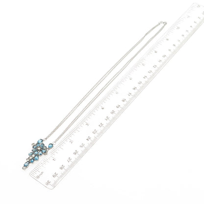 JACKSON HOLE Sterling Real Swiss Blue & White Topaz Double Chain Necklace 18"