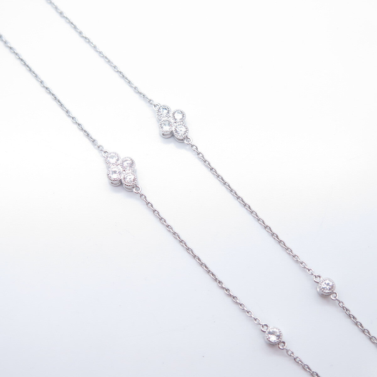 925 Sterling Silver C Z By The Yard Rolo Chain Necklace 17"