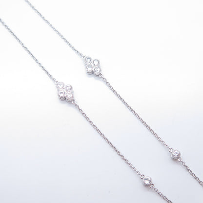 925 Sterling Silver C Z By The Yard Rolo Chain Necklace 17"