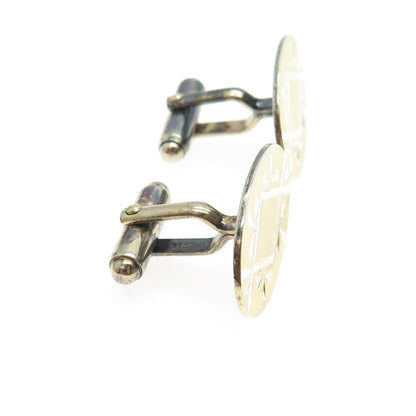 ANSON 925 Sterling Silver Vintage Engraved Oval Cufflinks