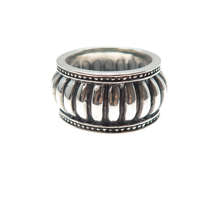 925 Sterling Silver Vintage Modernist Ribbed Oxidized Ring Size 6.25
