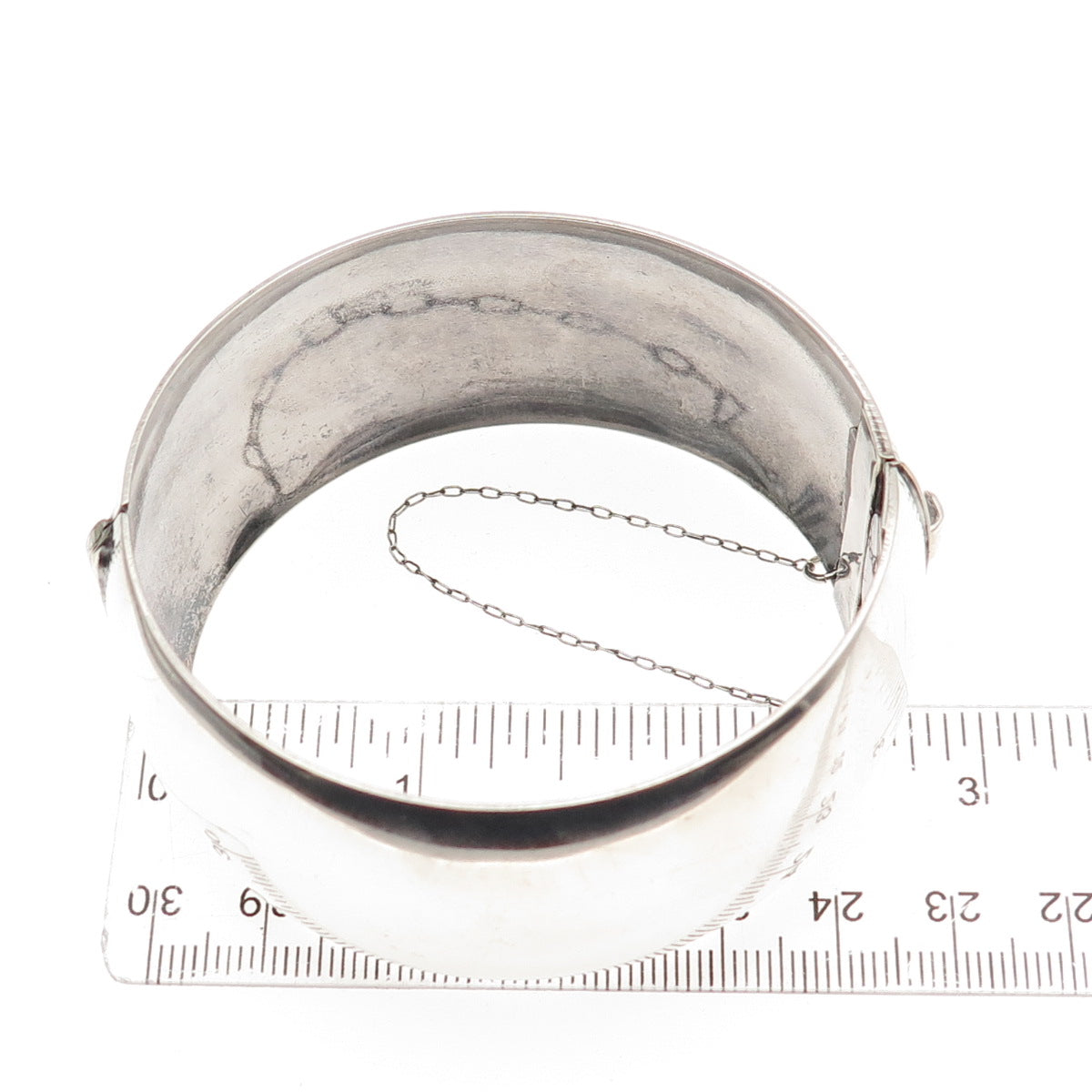 WINMOR 925 Sterling Silver Antique Art Deco Floral Wide Bangle Bracelet 7.5"